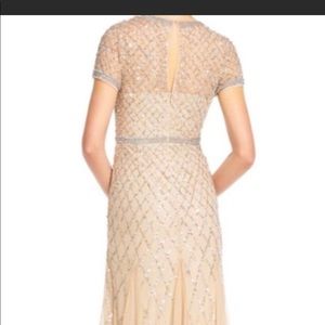 Adrianna Papell Champagne Sequined Mesh dress